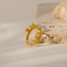 Adjustable Gold Crown Ring with Star Details JLTR0486
