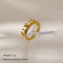 Adjustable Gold Crown Ring with Star Details JLTR0486