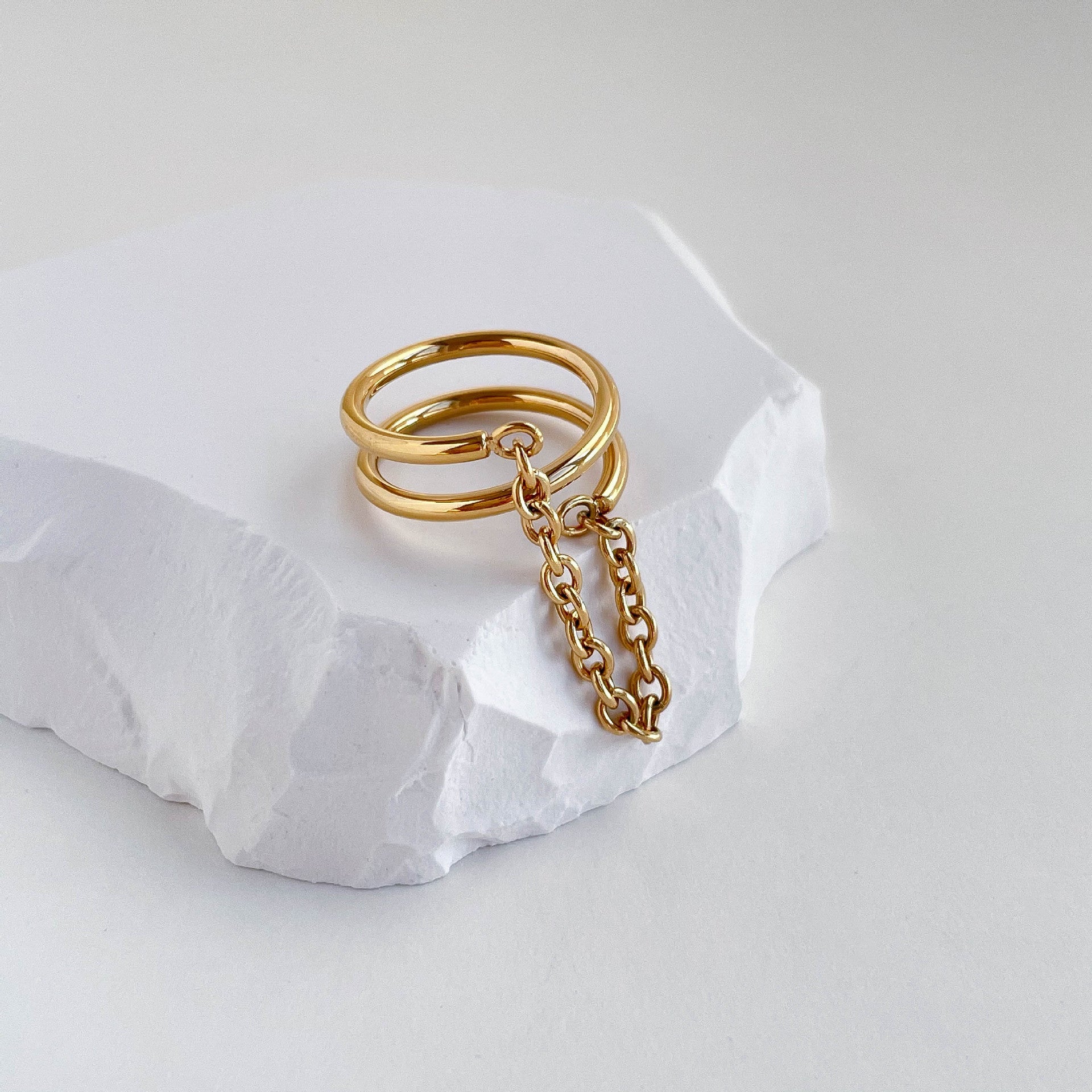 Dual Band Chain Link Statement Ring JLTR0498