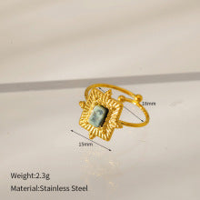 Delicate Green Gem Gold Ring with Textured Frame JLTR0500