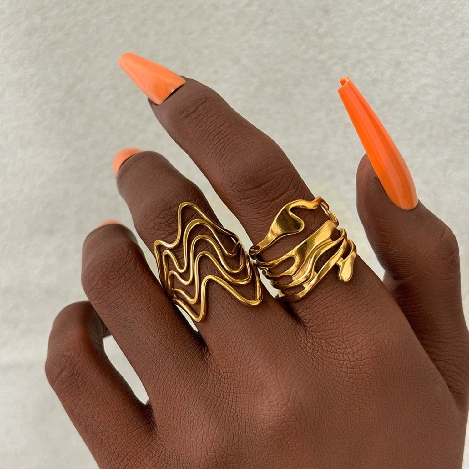 Fluid Abstract and Wavy Outline Adjustable Ring set JLTR0510