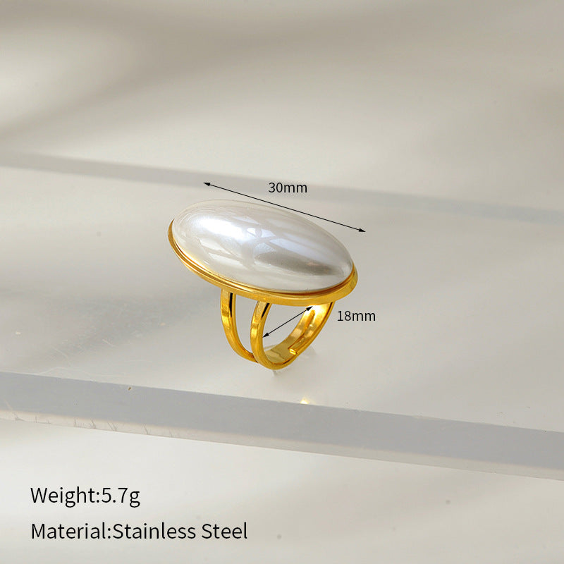simple oval pearl open ring  JLTR0519