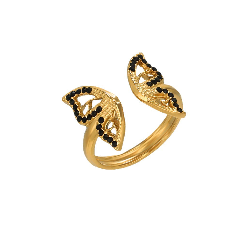 style niche design fashion OL personality versatile butterfly ring JLTR0522