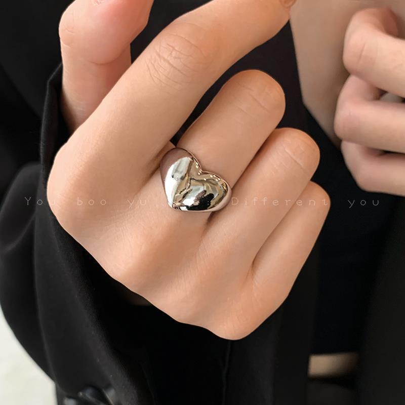 peach silver heart open index finger ring JLTR0526