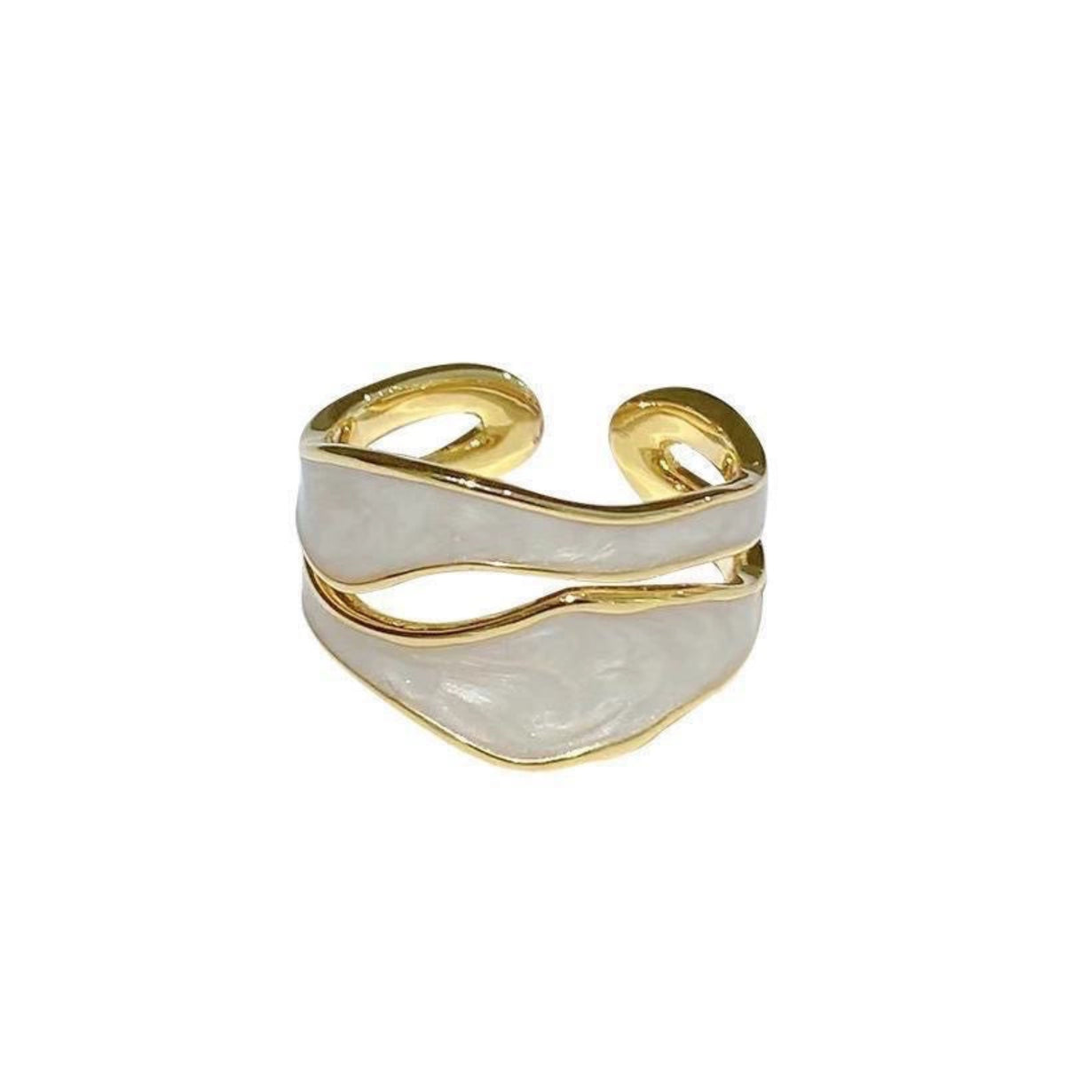 White Enamel Wave Gold Ring JLTR0541