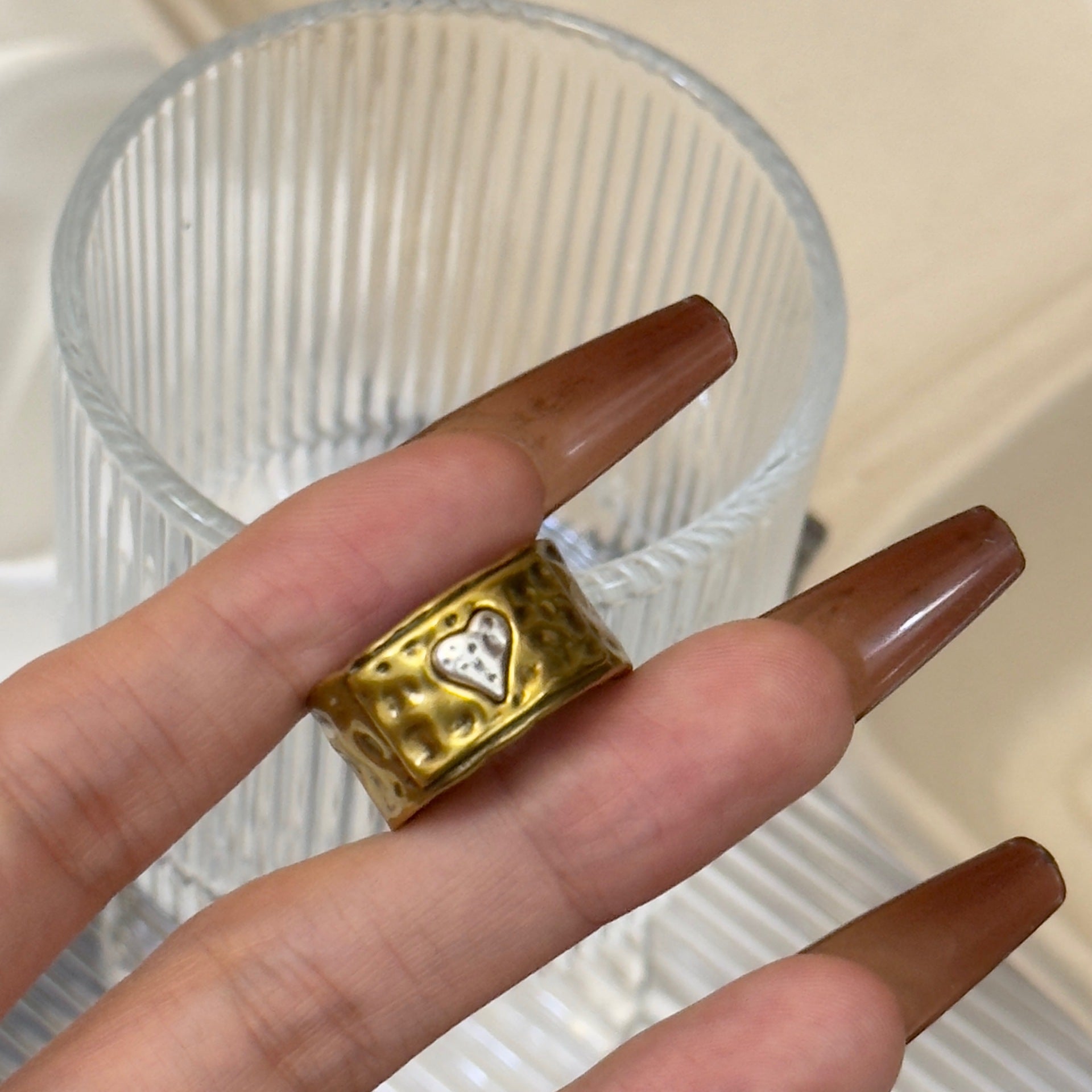 Sterling gold and silver heart ring  JLTR0551