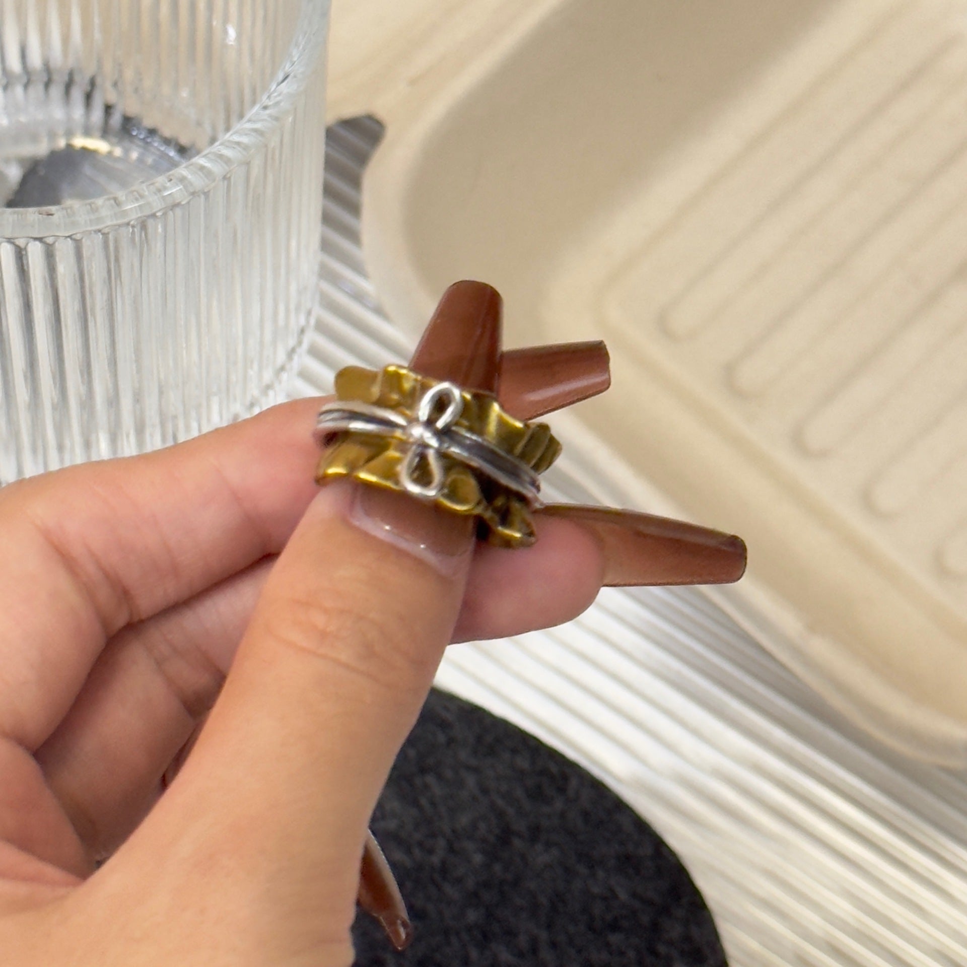 Simple elegant bowknot decor ring JLTR0553