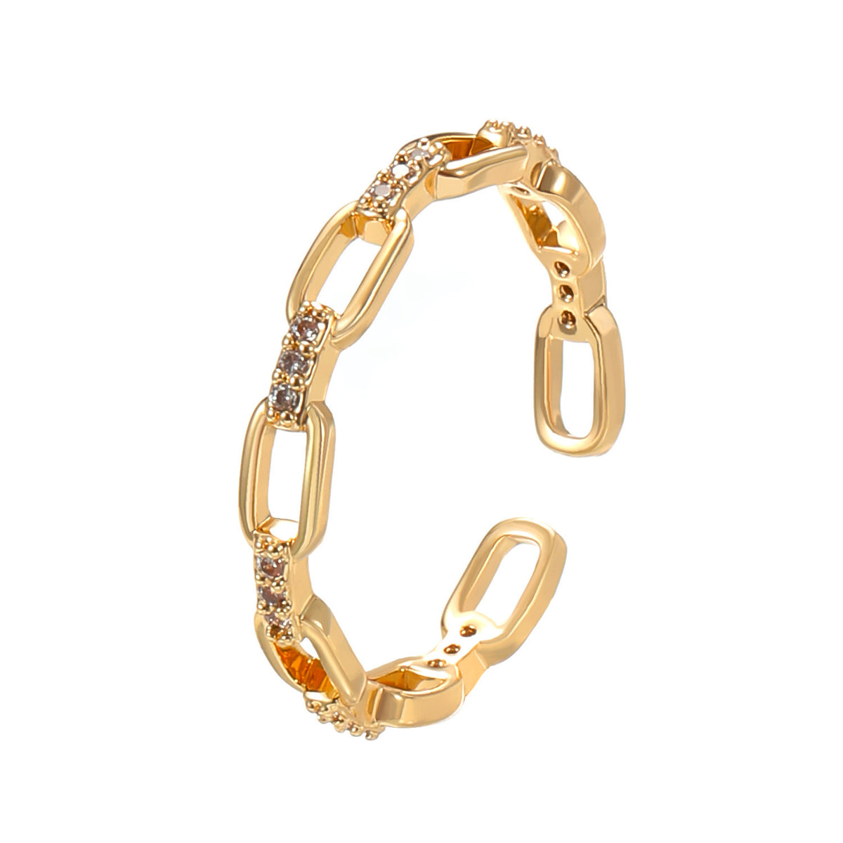 Chunky Chain Link Ring with Crystals JLTR0561