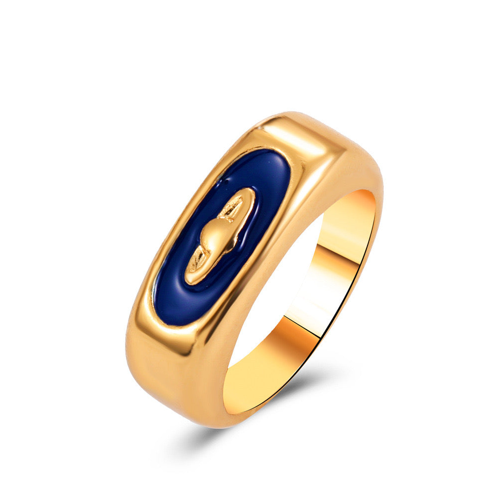 Navy Enamel Gold Band Ring JLTR0563