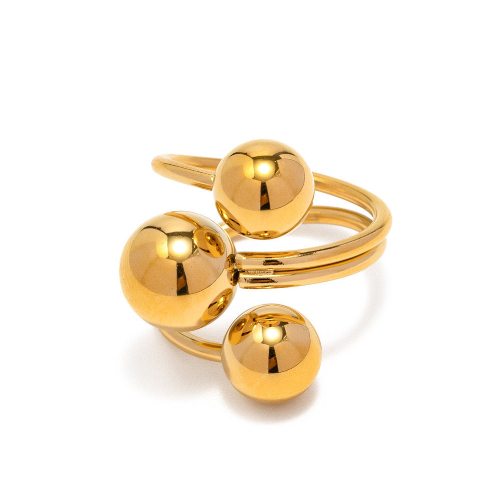 surface 3 round balls open finger ring JLTR0580