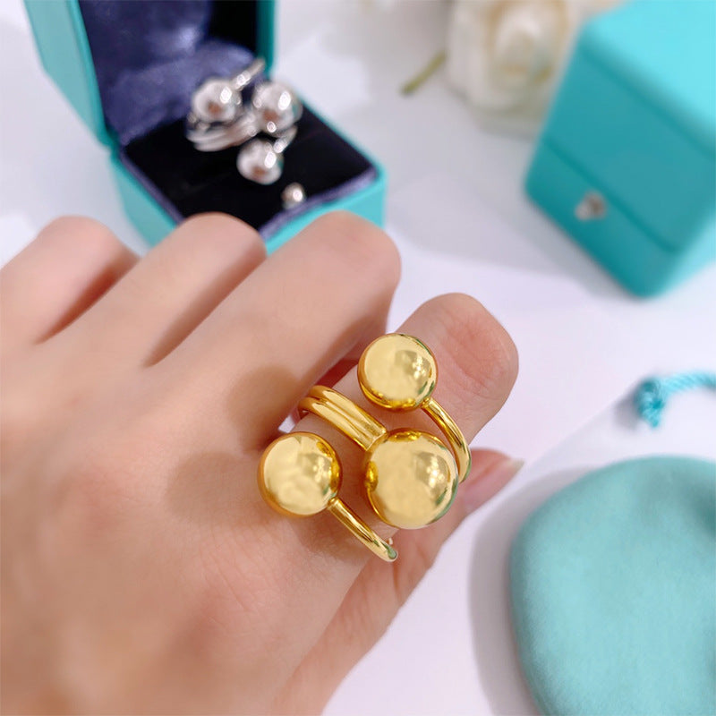 surface 3 round balls open finger ring JLTR0580
