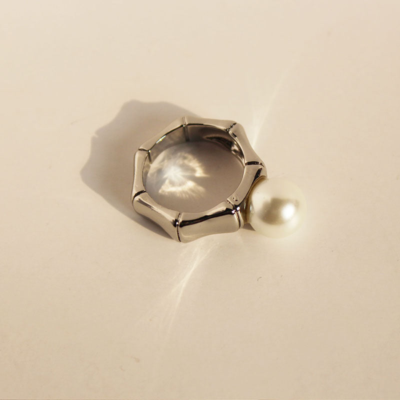 Silver Bamboo Pearl Ring JLTR0586