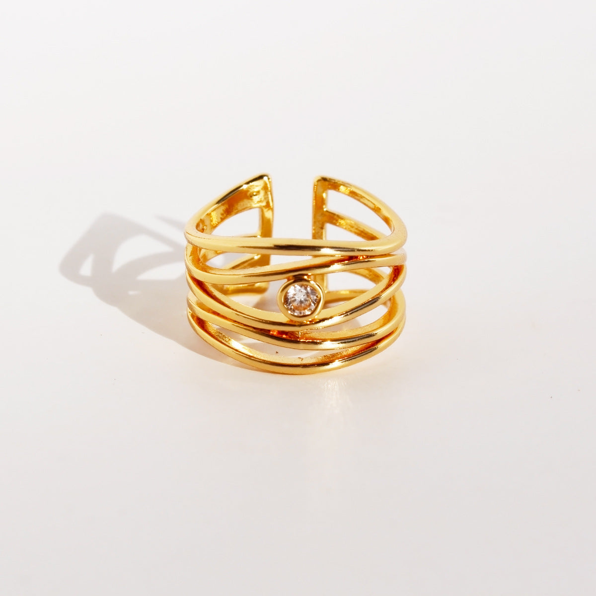 Fashion layered lines open multi-circle stacking ring JLTR0590