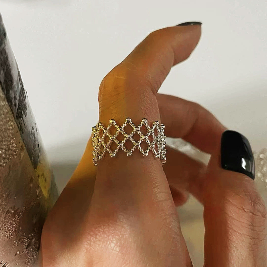 Lattice Luxe Mesh Textured Silver Band JLTR0593