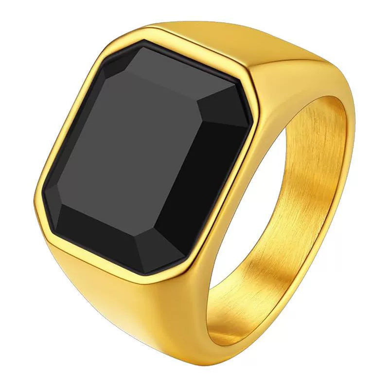 Statement Ring with Bold Black Rectangular Gemstone JLTR0611