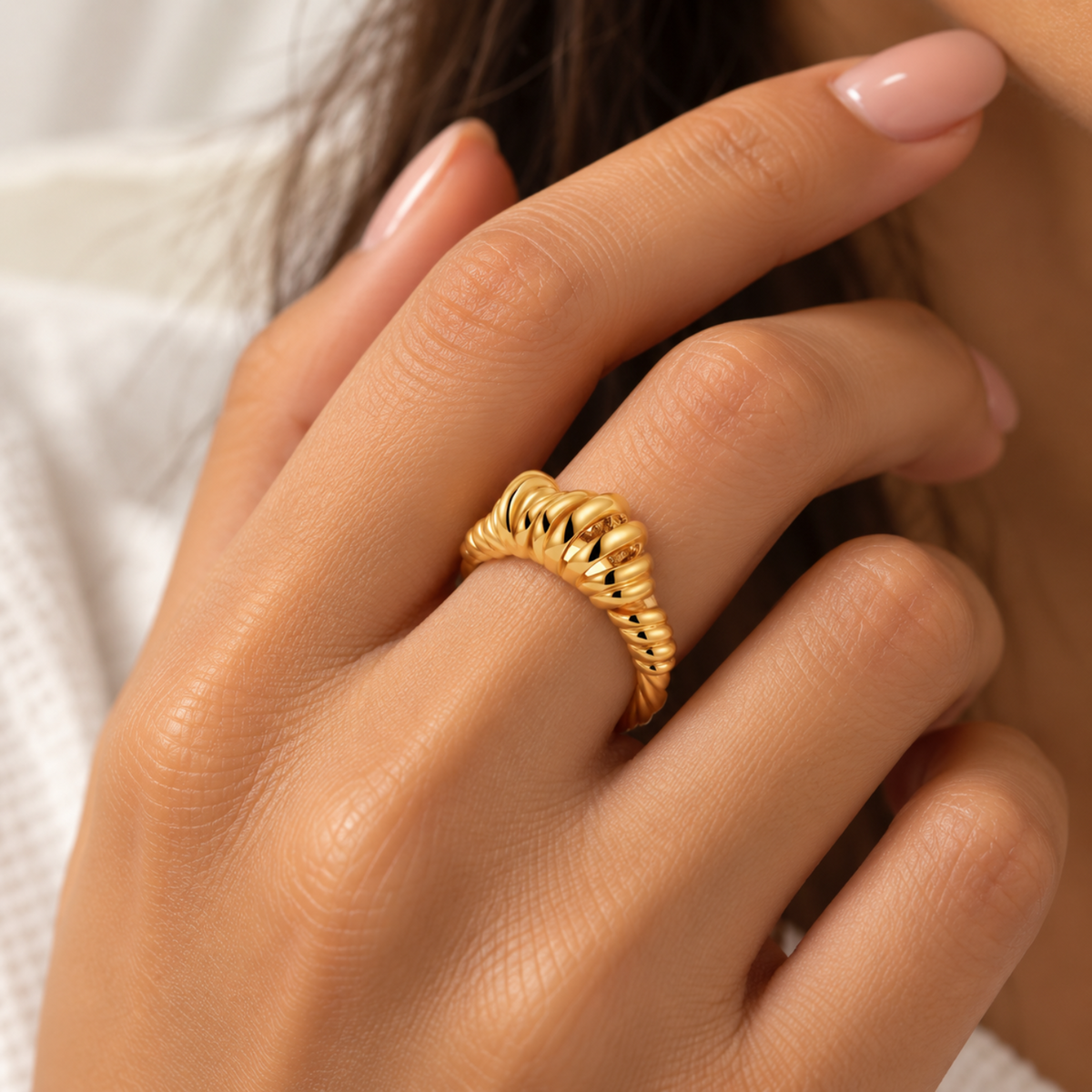 Golden Twist Dome Ring JLTR0630