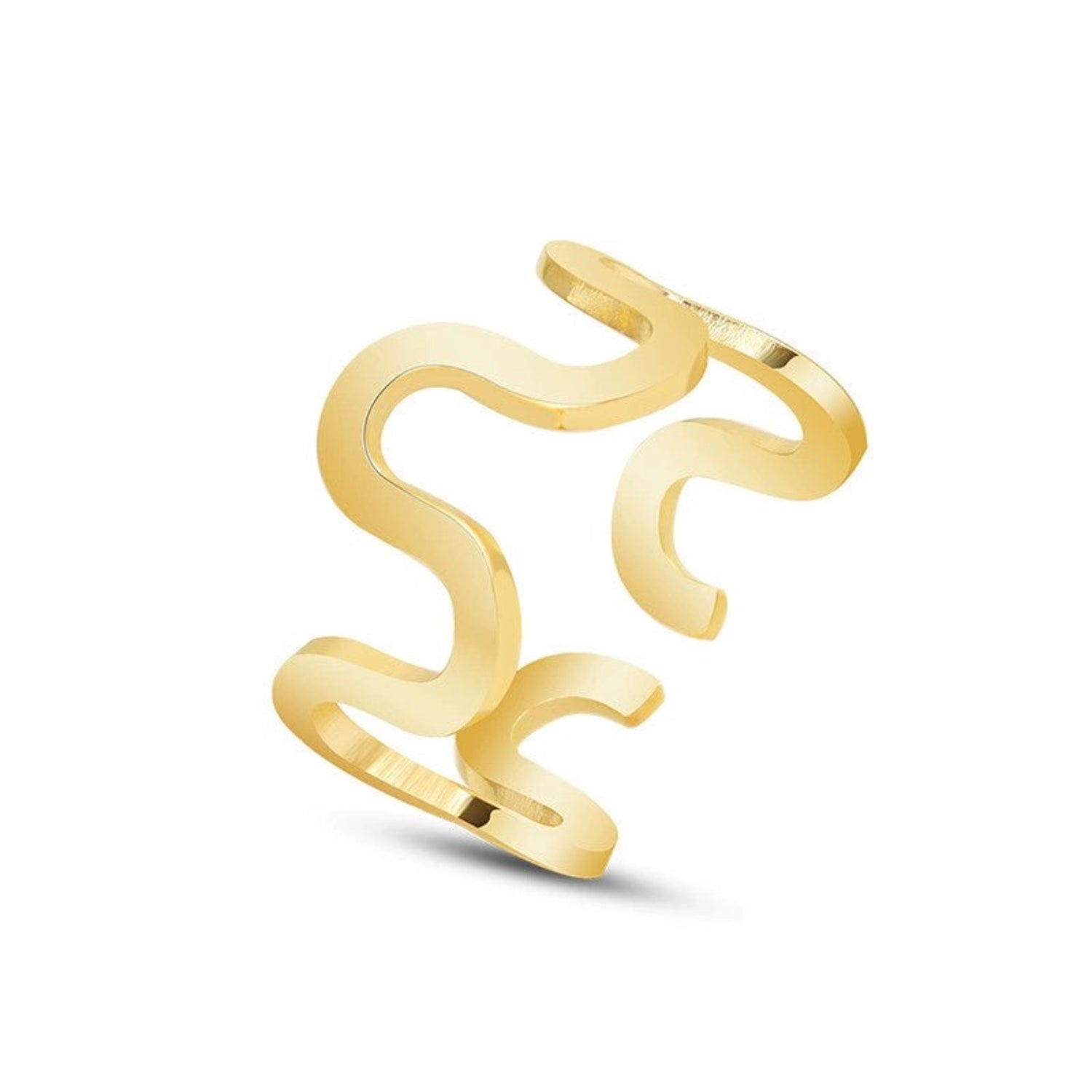 Wavy Line Open Gold Ring JLTR0636