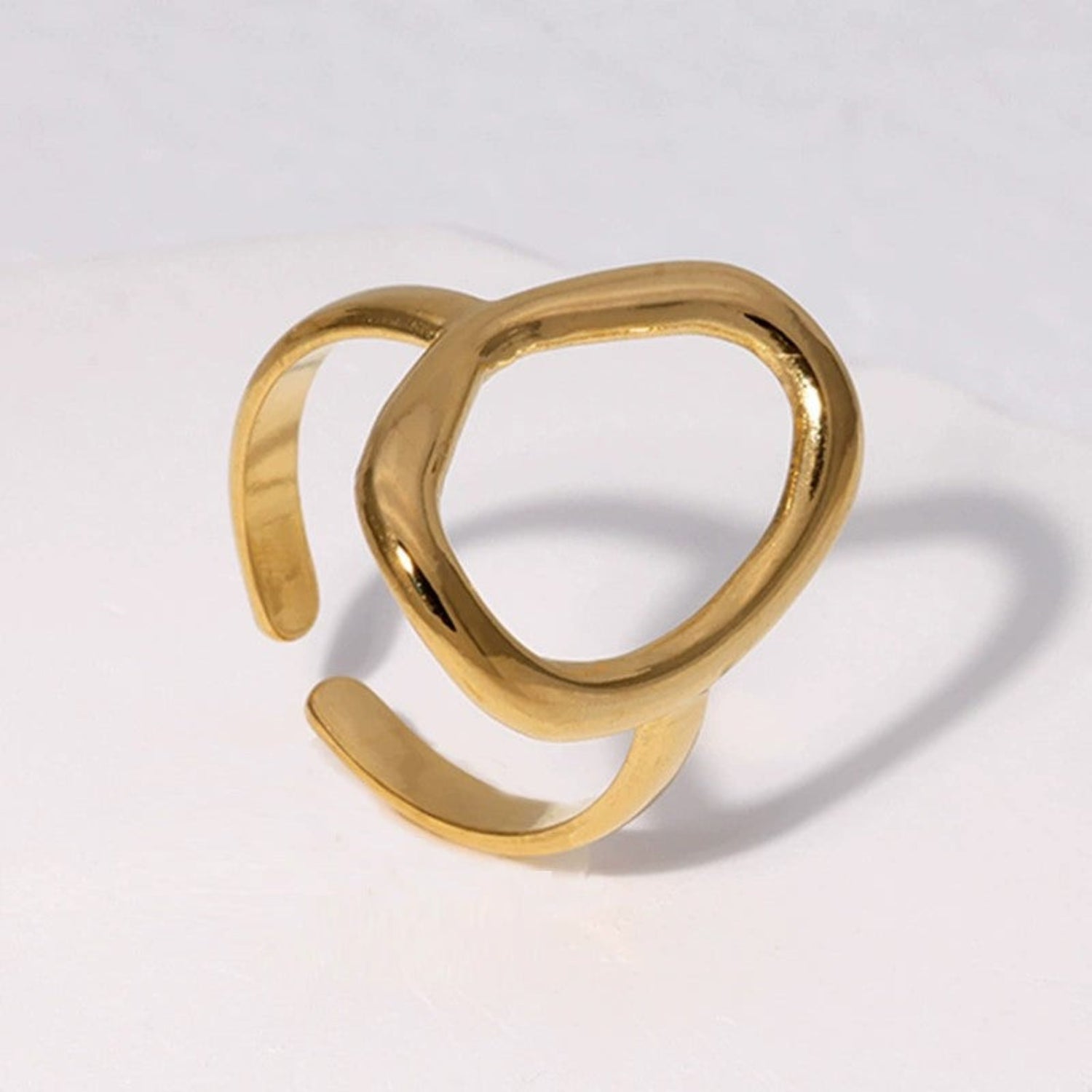 Abstract Hollow Gold Adjustable Ring JLTR0637