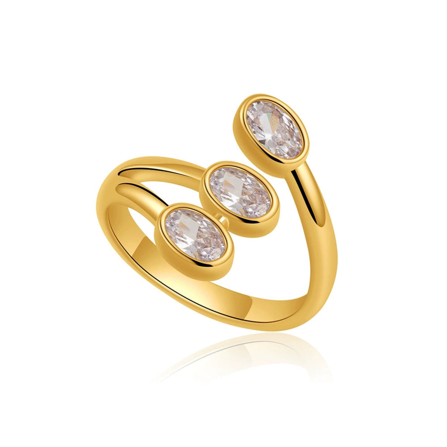 Chic Three-Stone Gold Open Ring JLTR0647