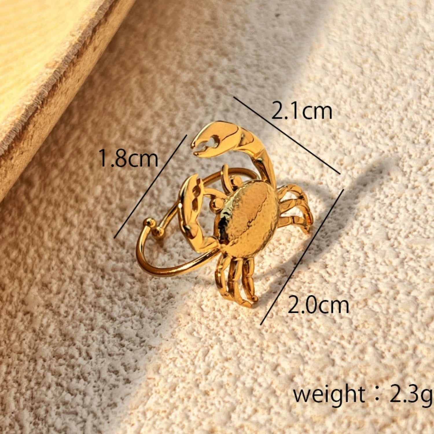 Gold Crab Ocean Statement Ring JLTR0657
