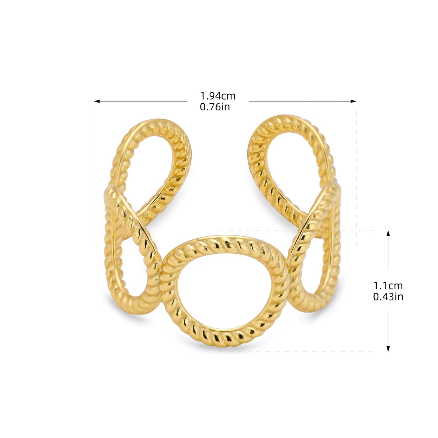 Gold Open Geometric Twist Ring JLTR0660