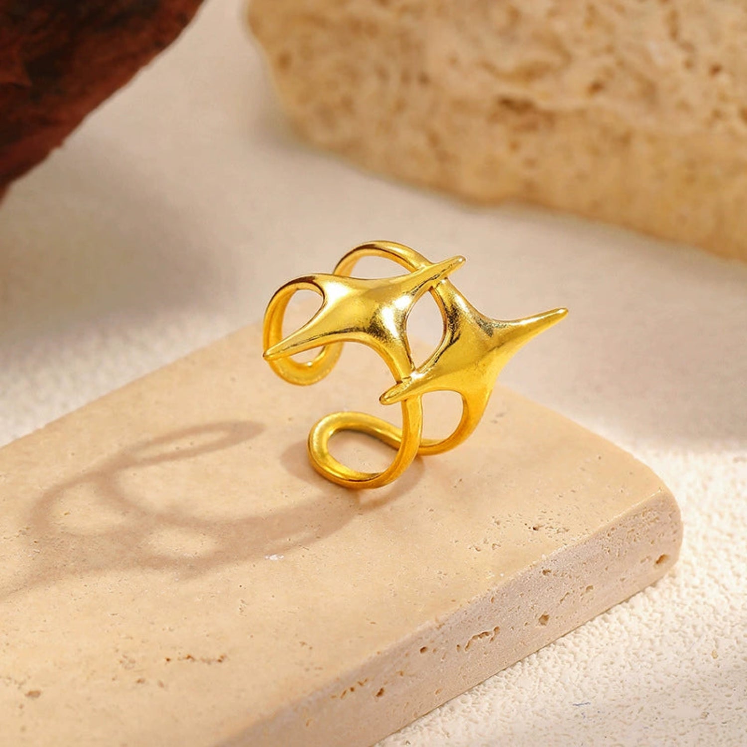 18k Gold Plated Dual Star Adjustable Ring JLTR0663