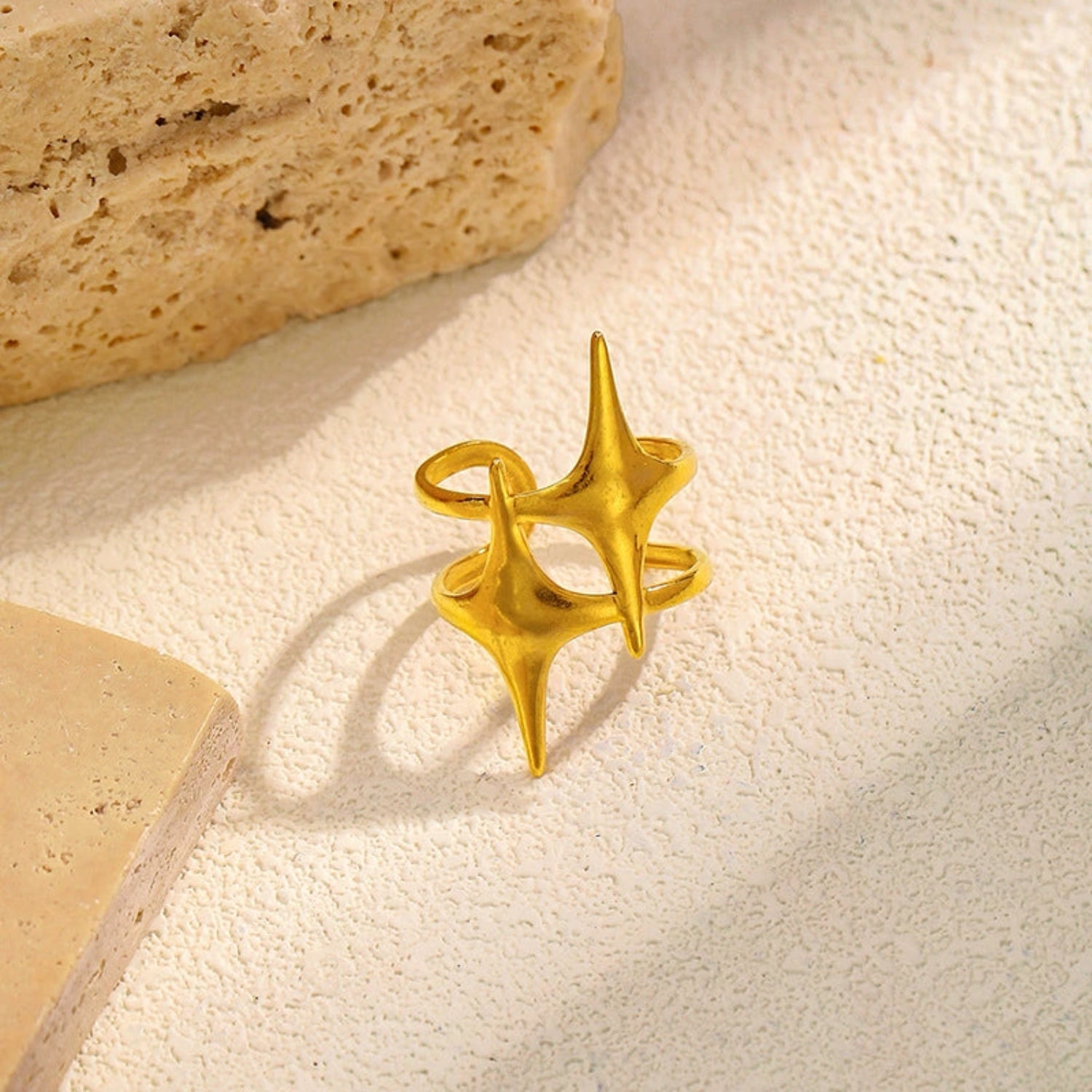18k Gold Plated Dual Star Adjustable Ring JLTR0663