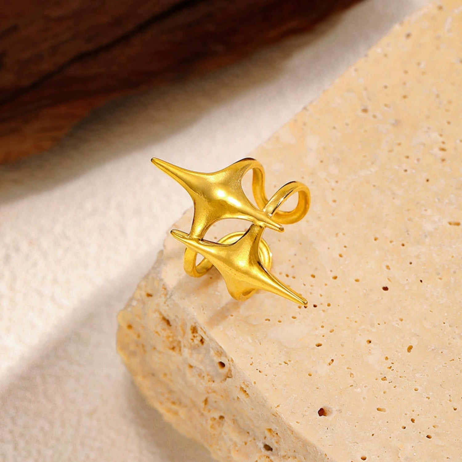 18k Gold Plated Dual Star Adjustable Ring JLTR0663