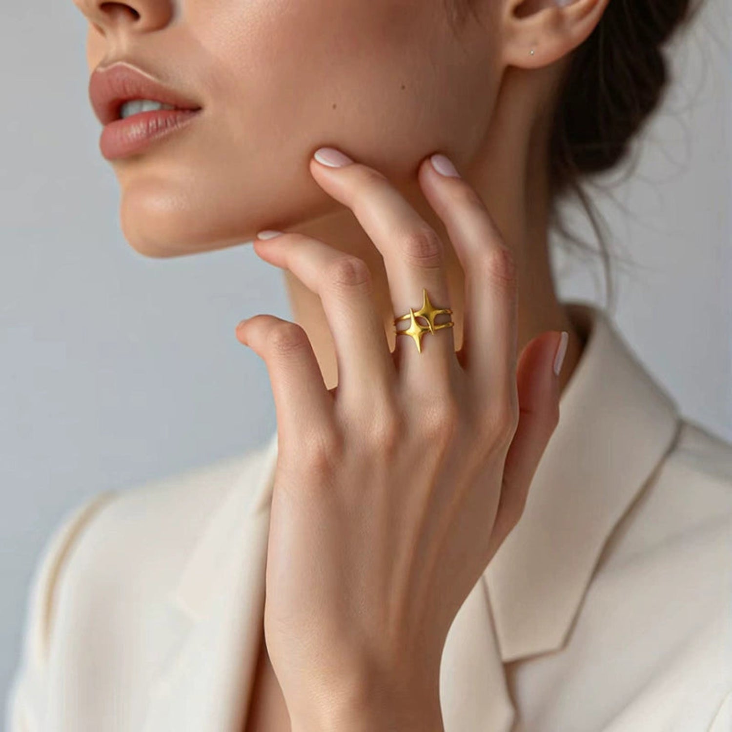 18k Gold Plated Dual Star Adjustable Ring JLTR0663