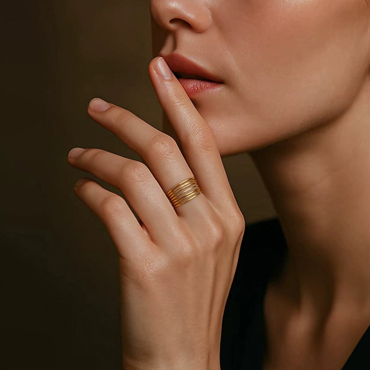 18k Gold Plated Multi-Strand Textured Statement Ring JLTR0664