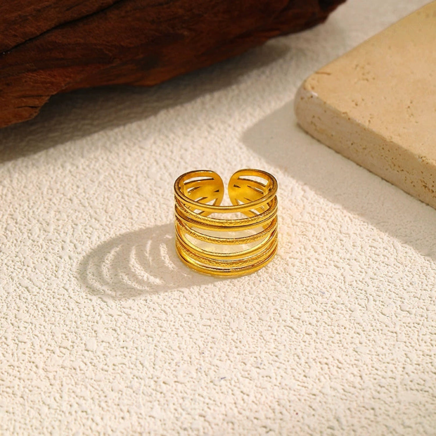 18k Gold Plated Multi-Strand Textured Statement Ring JLTR0664