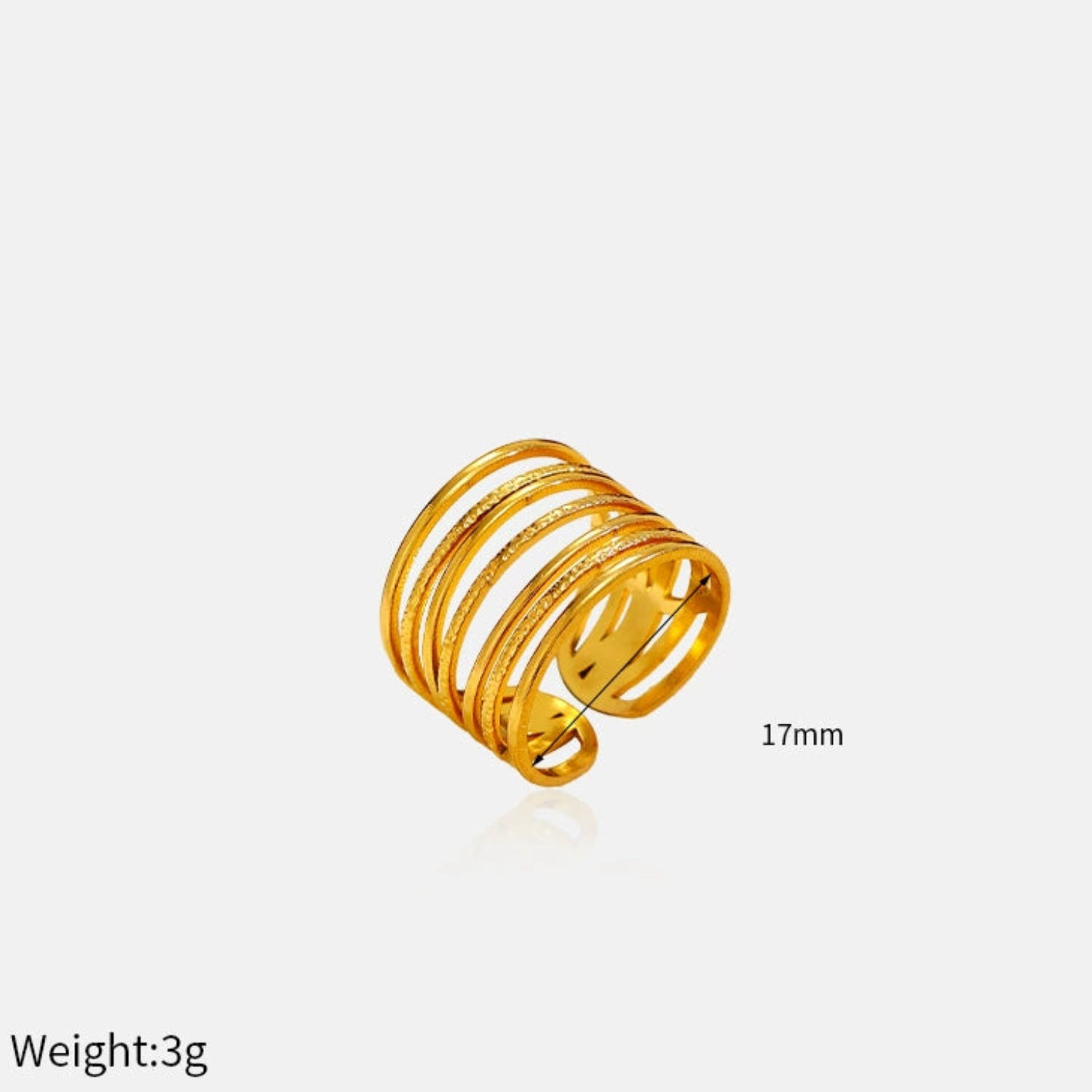 18k Gold Plated Multi-Strand Textured Statement Ring JLTR0664