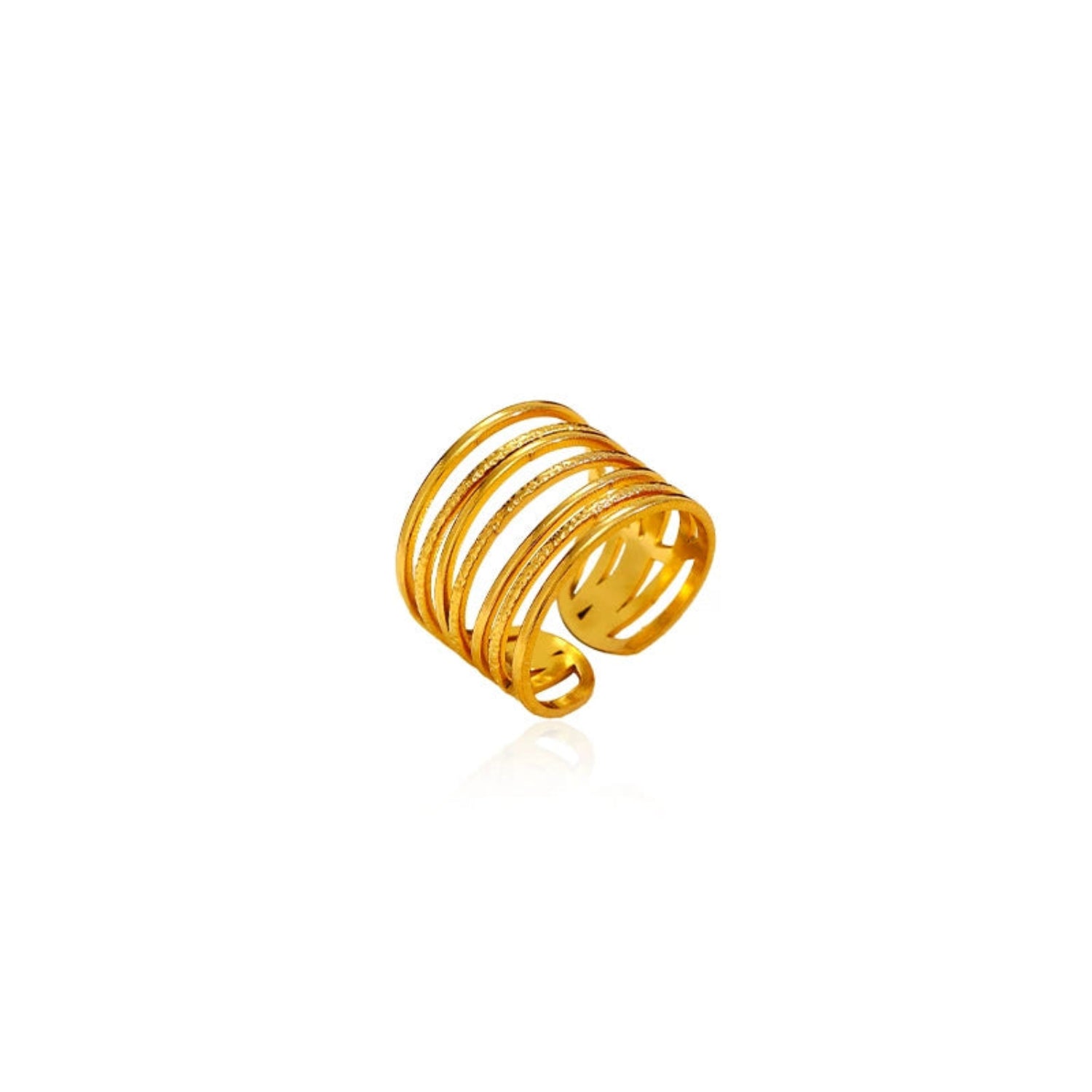 18k Gold Plated Multi-Strand Textured Statement Ring JLTR0664