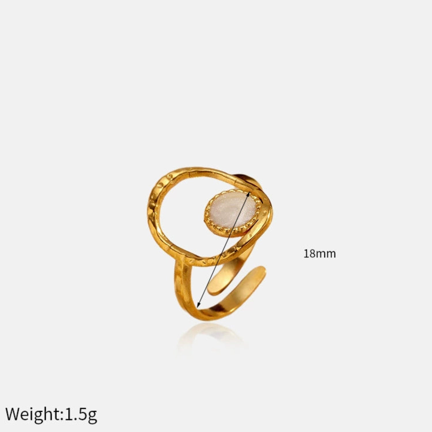 18k Gold Plated Hammered Stone Inset Ring JLTR0666