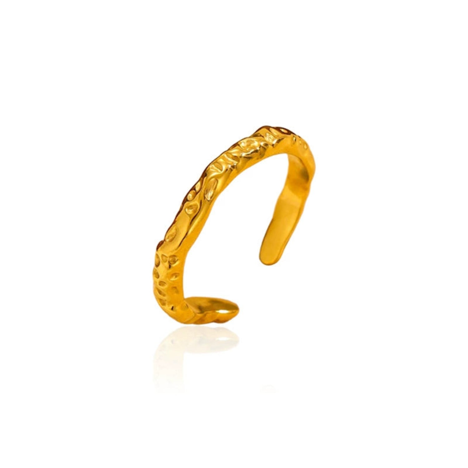 18k Gold Plated Slim Hammered Gold Adjustable Ring JLTR0667