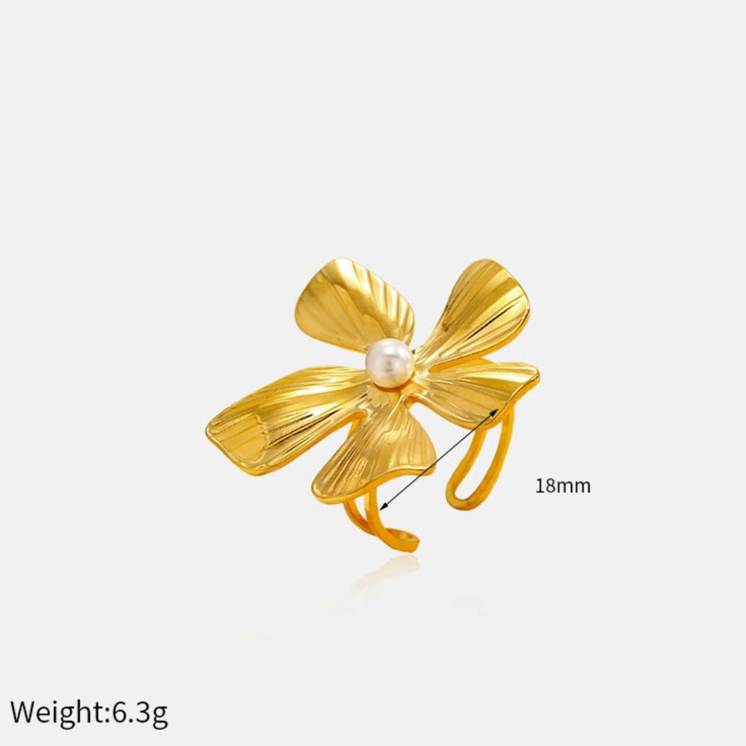 18k Gold Plated Floral Pearl Statement Ring JLTR0668