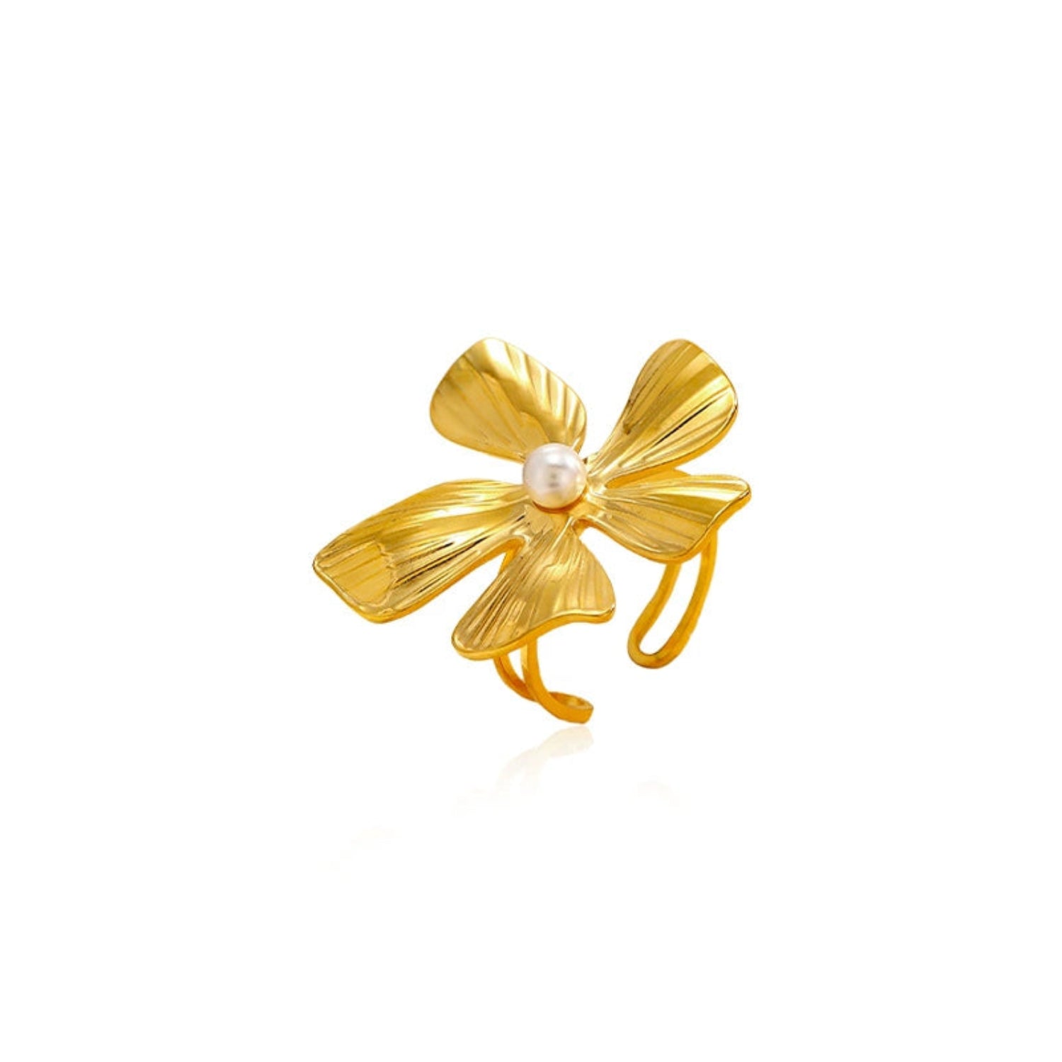 18k Gold Plated Floral Pearl Statement Ring JLTR0668