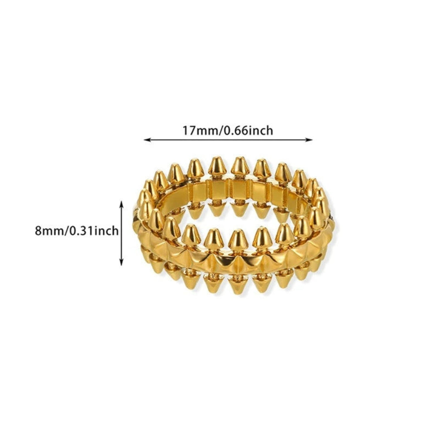 Gold Triple-Row Pyramid Stud Ring JLTR0670