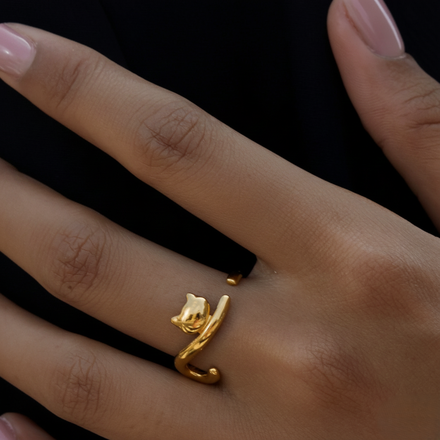 Minimalist Gold Cat Wrap Ring JLTR0673