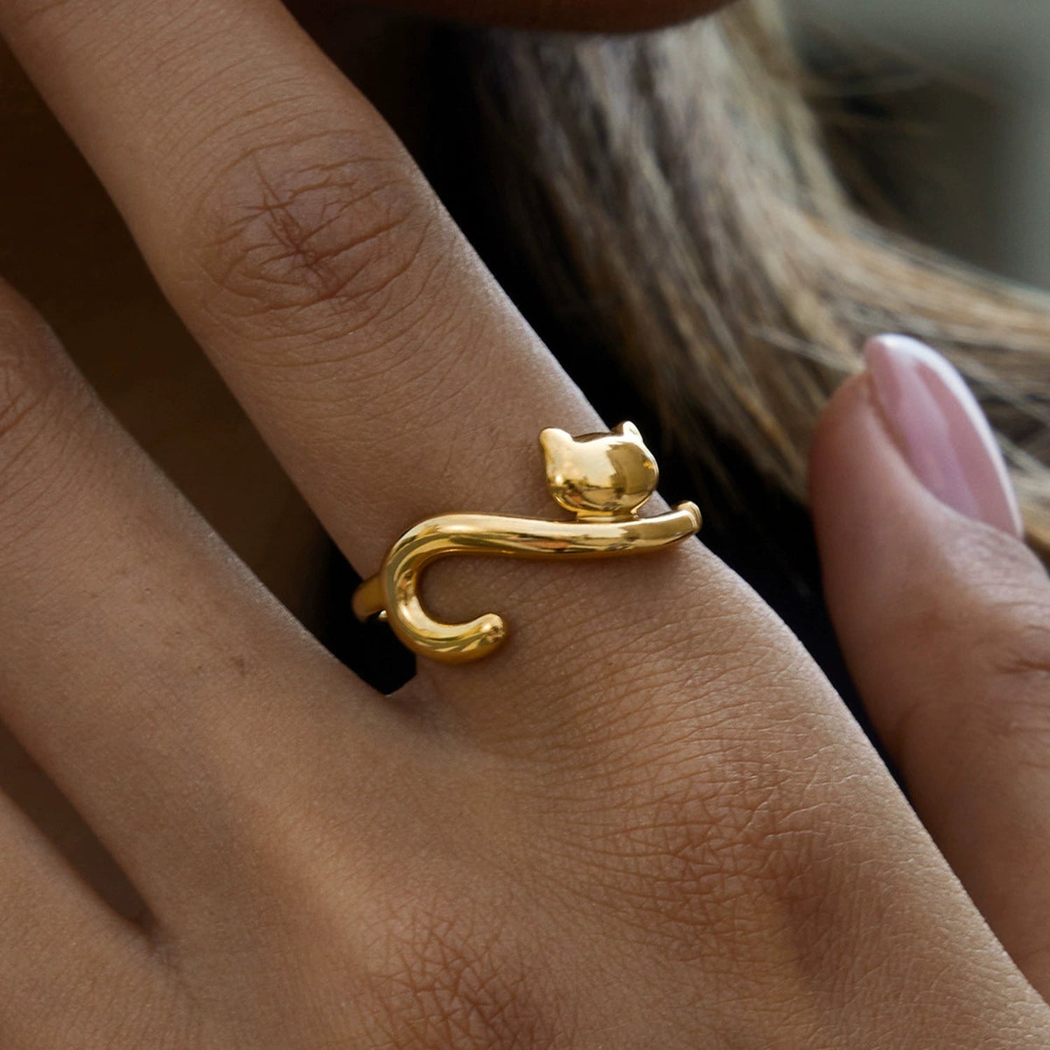 Minimalist Gold Cat Wrap Ring JLTR0673