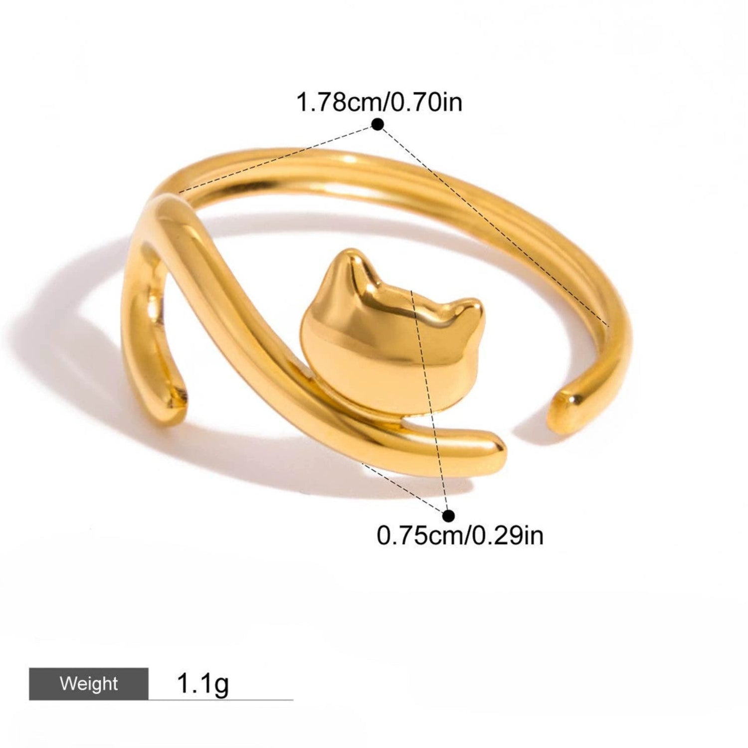 Minimalist Gold Cat Wrap Ring JLTR0673