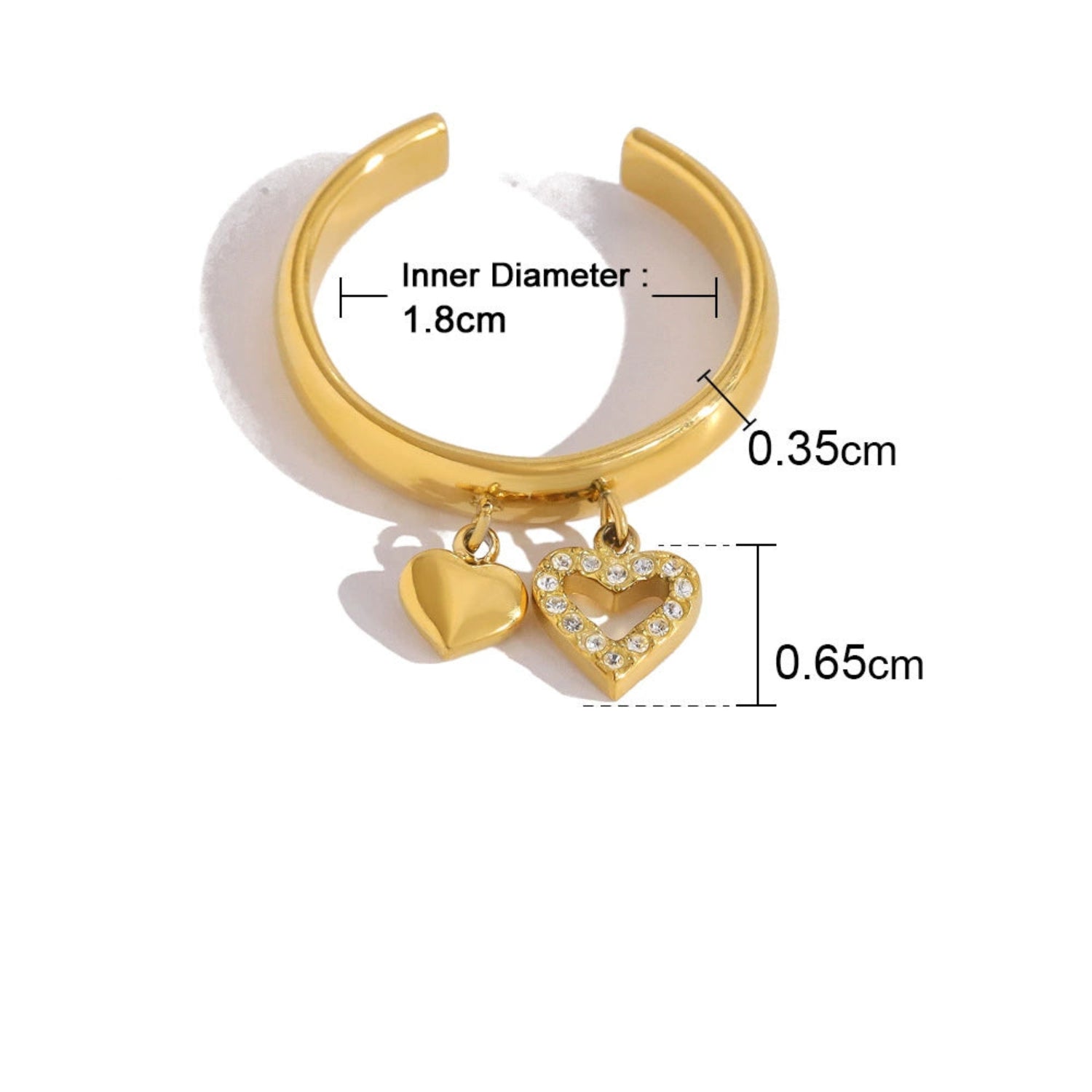 Gold Dual Heart Charm Ring JLTR0674