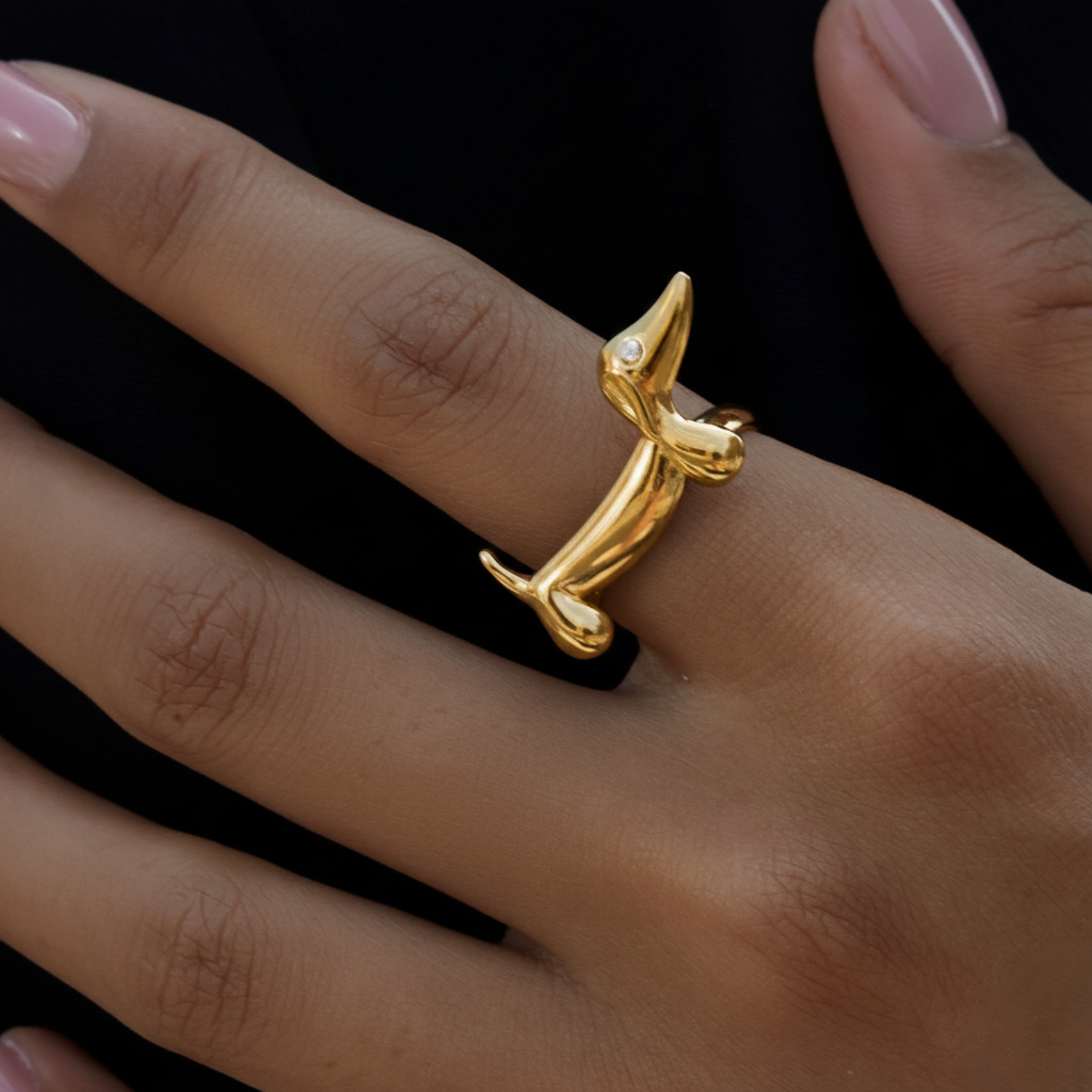 Gold Dachshund Dog Adjustable Ring JLTR0675