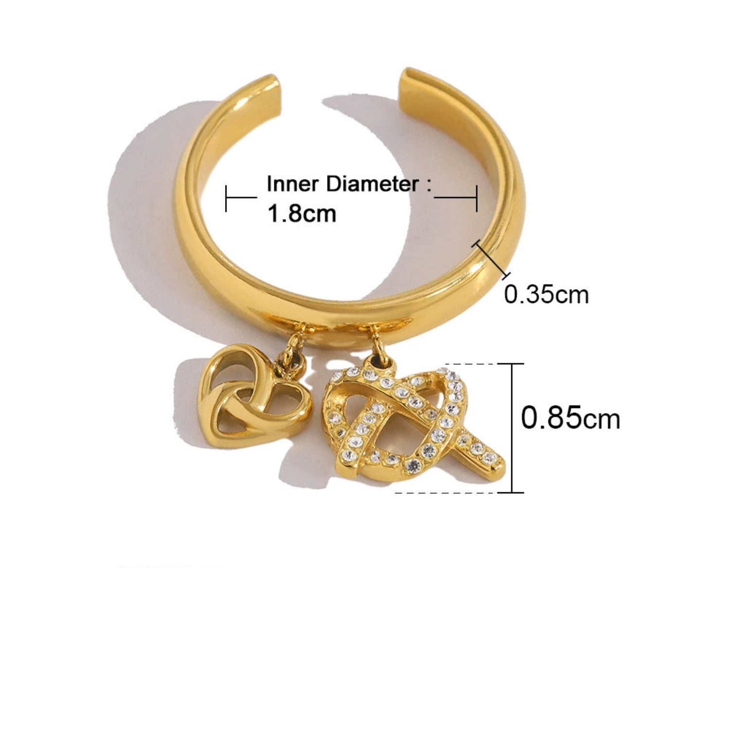 Gold Dual Bow Charm Ring JLTR0676