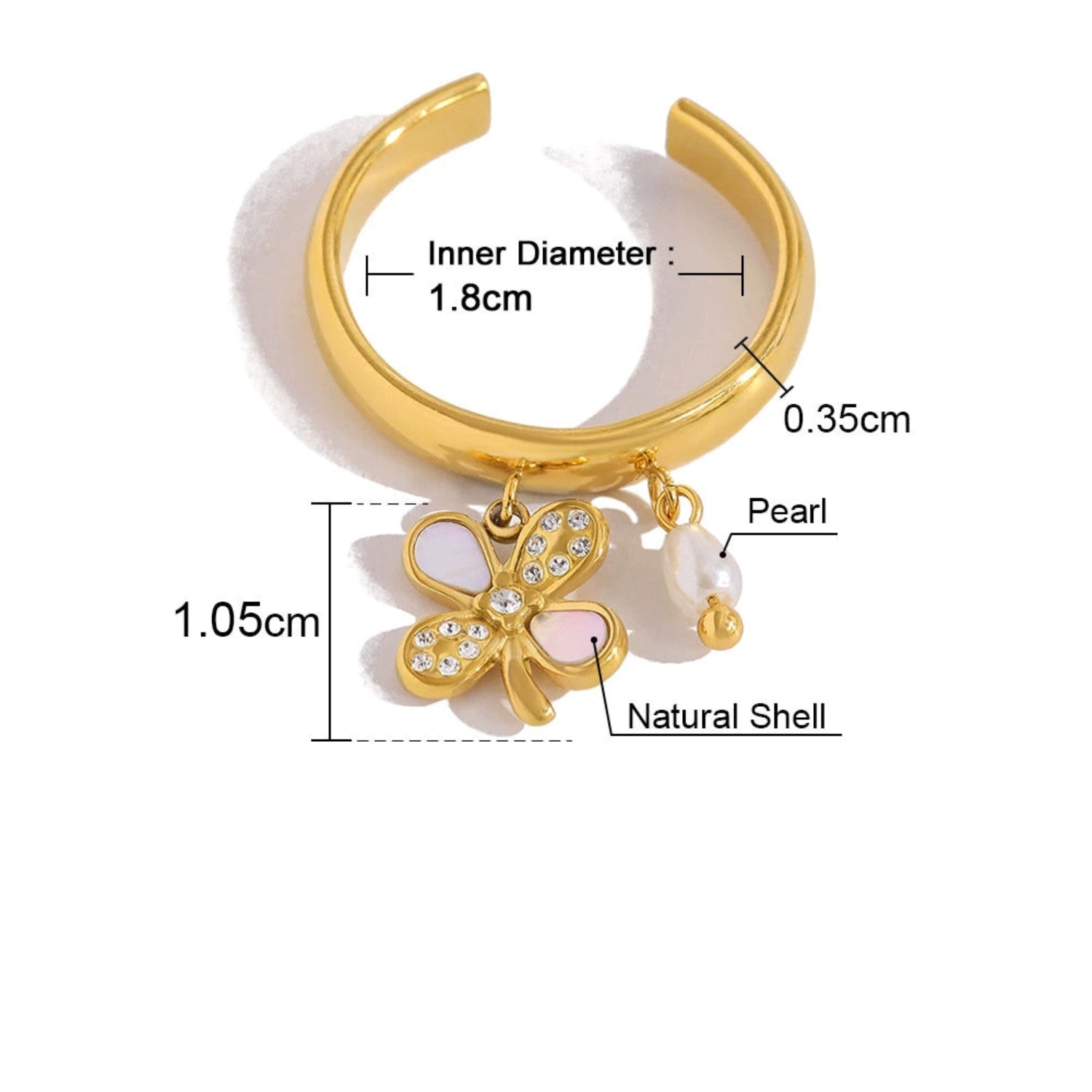Gold Butterfly and Pearl Charm Ring JLTR0677