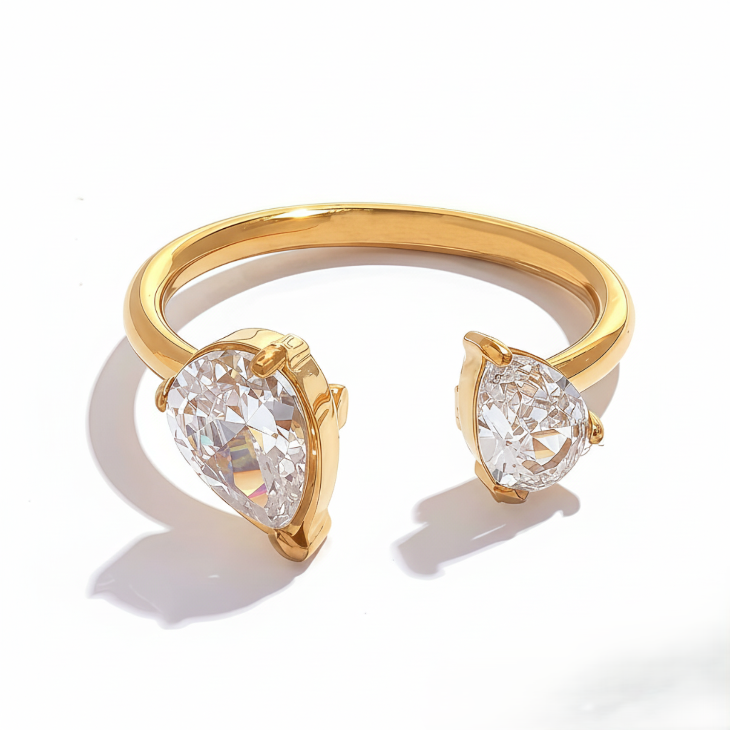 Gold Dual Pear Crystal Ring JLTR0678