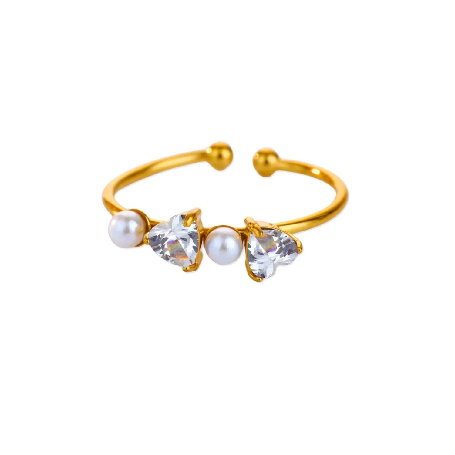 Crystal Heart and Pearl Ring JLTR0684