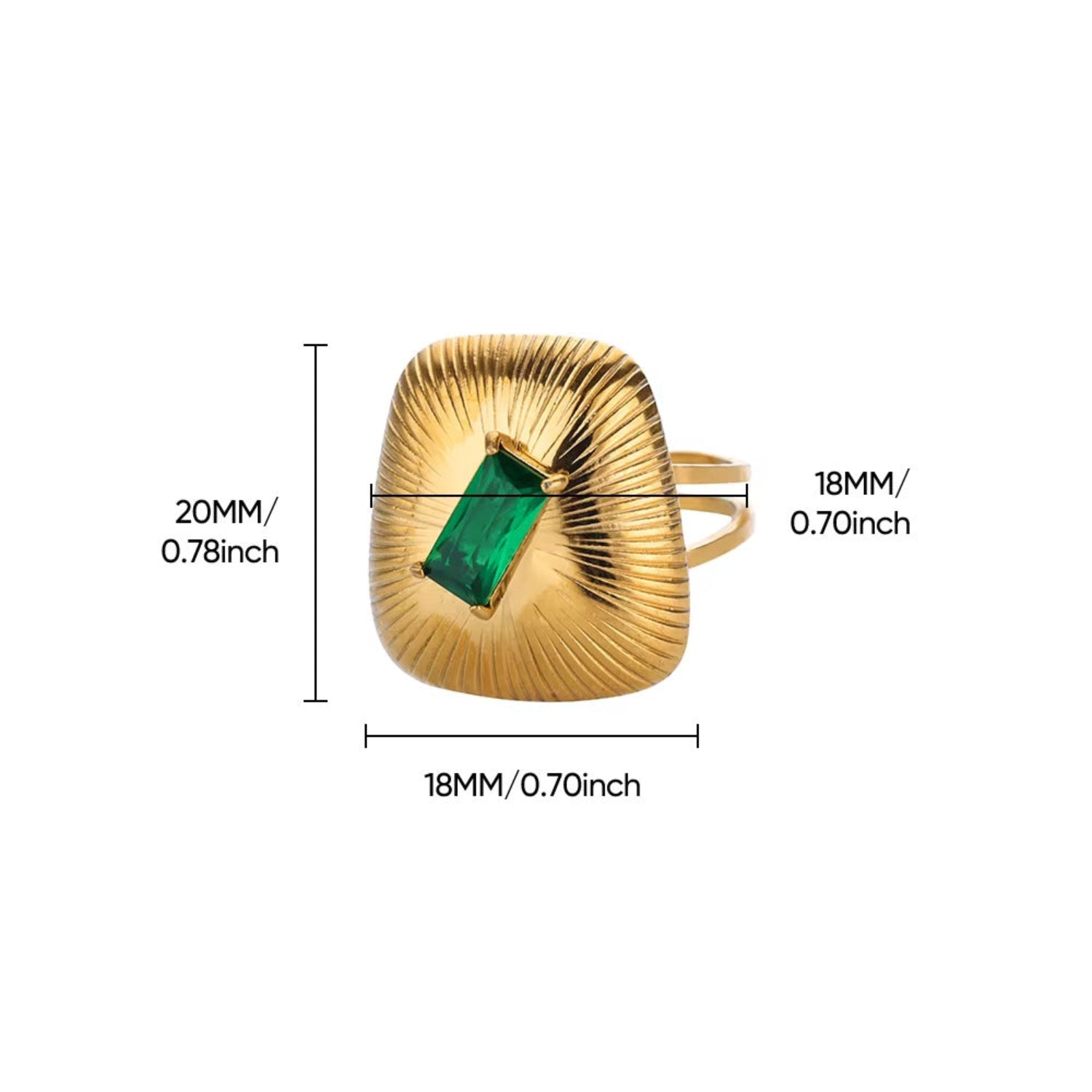 Emerald Rectangle Gold Statement Ring JLTR0689