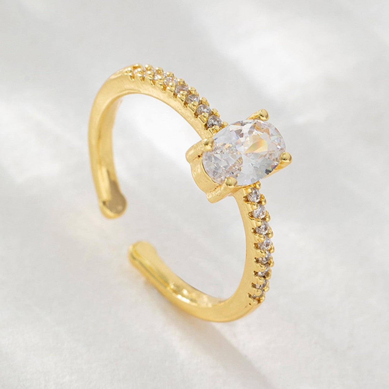 Gold Oval Crystal Adjustable Ring JLTR0711