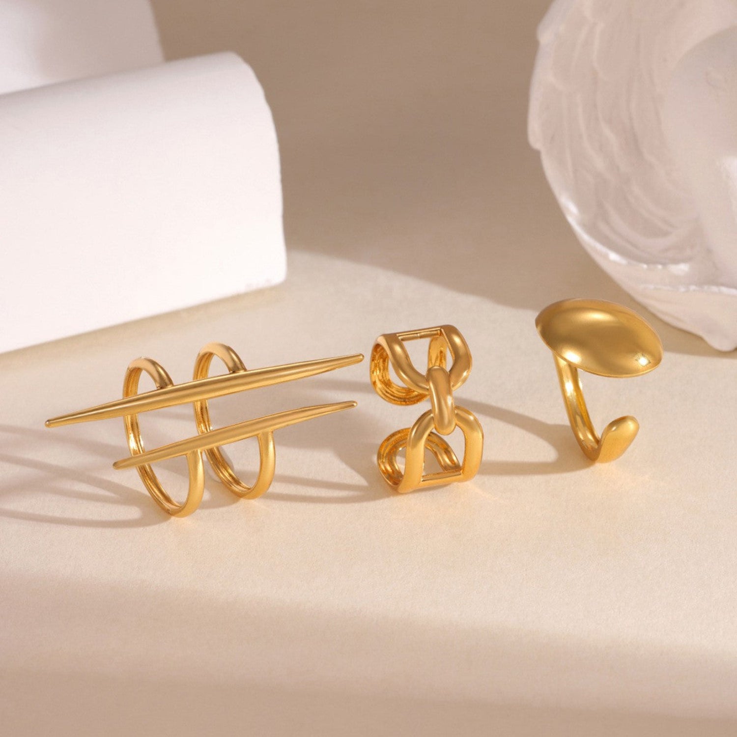 Gold Minimalist Geometric Ring Set JLTR0715